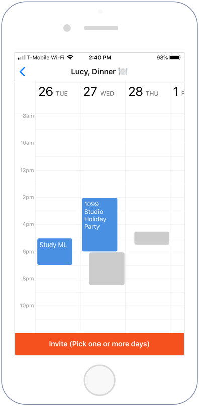 Zocial calendar screen